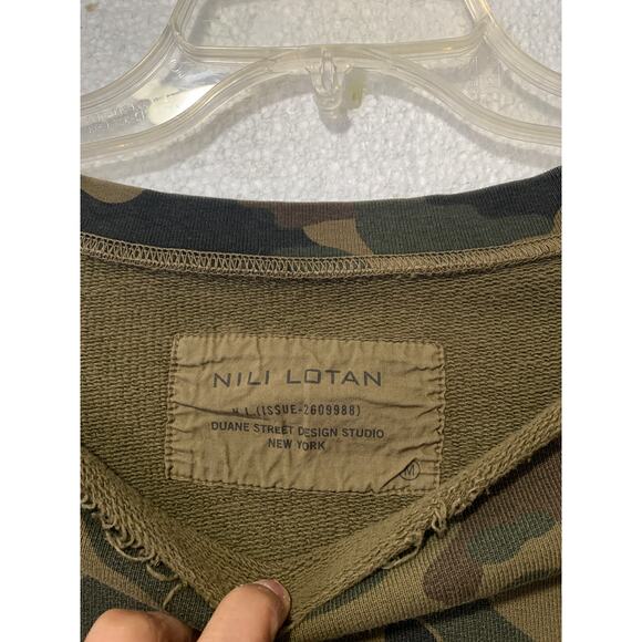 Nili Lotan Bateau Neckline Pullover Camouflage Sweatshirt Medium - Picture 5 of 7